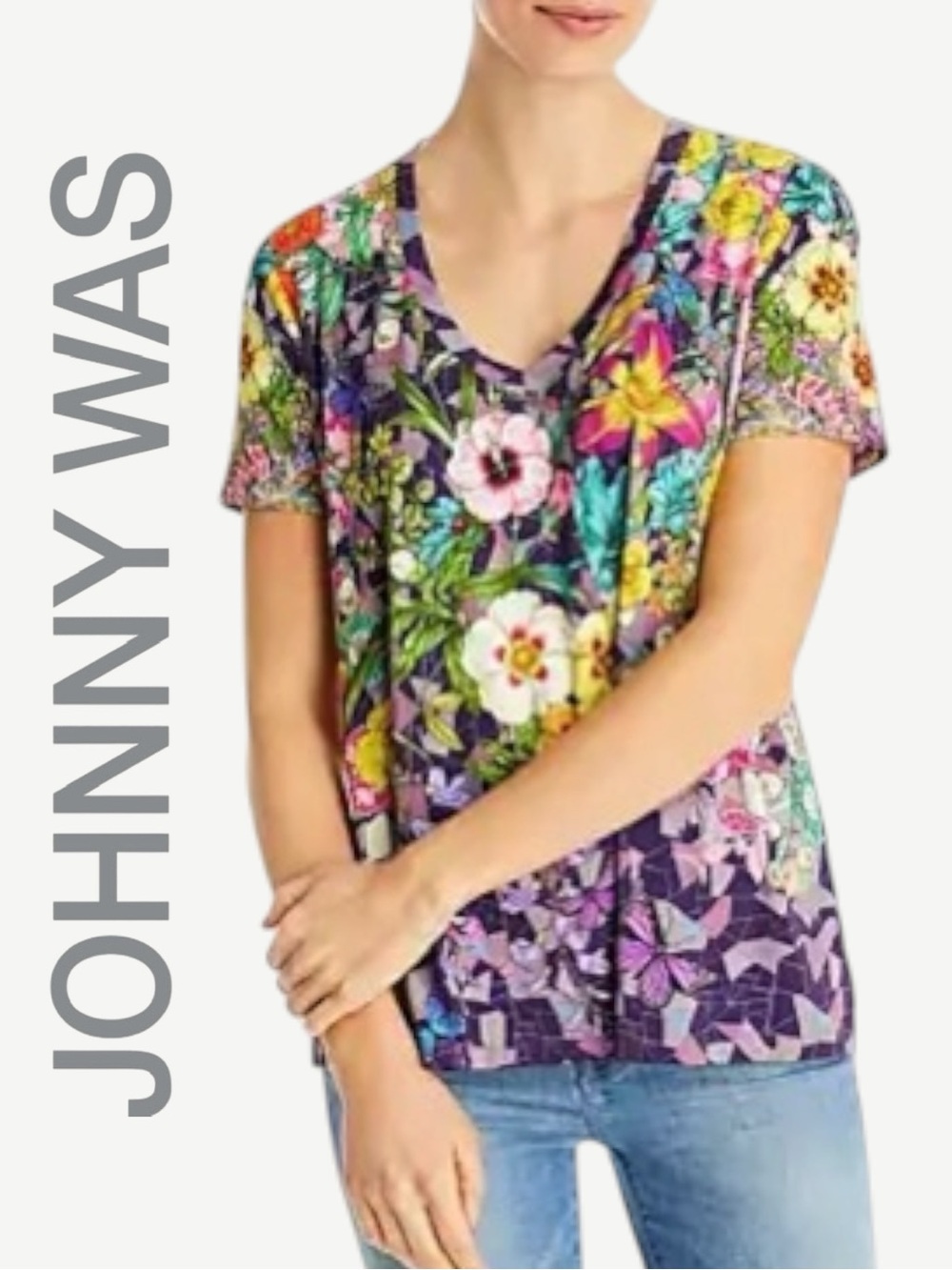 Johnny Was • Cisco Favorite V-Neck Floral Bamboo Tee || XL
